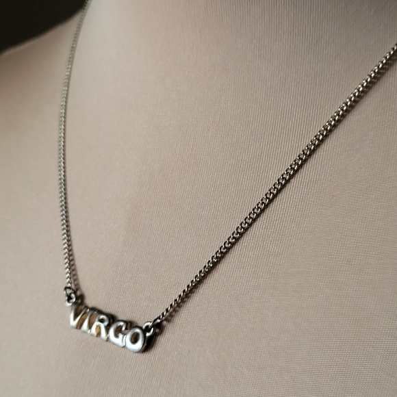 Trendy Silver Tone "Virgo" Zodiac Pendant Necklace - Picture 2 of 8